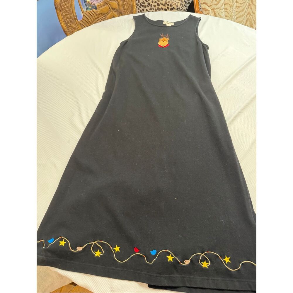 Bechamel Reindeer Bell Jingle Bells Christmas Holiday Black Dress Size Medium
